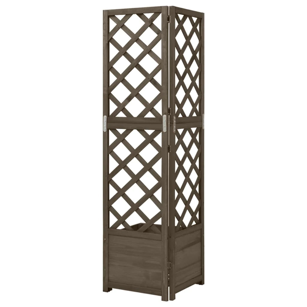Fioriera angolare con traliccio 40 x 40 x 150 cm legno di abete grigio 02_0000819