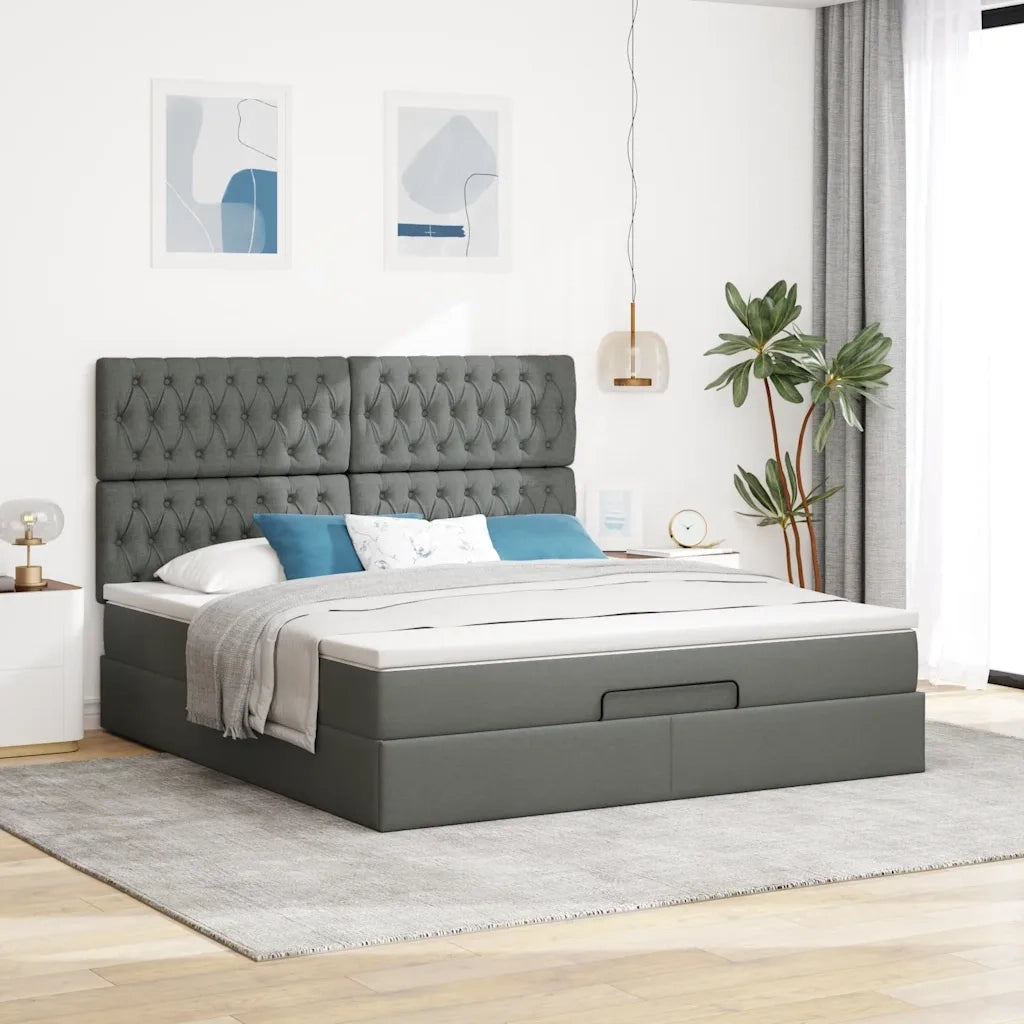 Struttura Letto Pouf con Materasso 180x200 cm in Tessuto 3313259