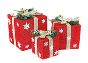 Set 3 Pacchi Regalo Luminosi Decorativi Natale Luci Led Modello Vienna