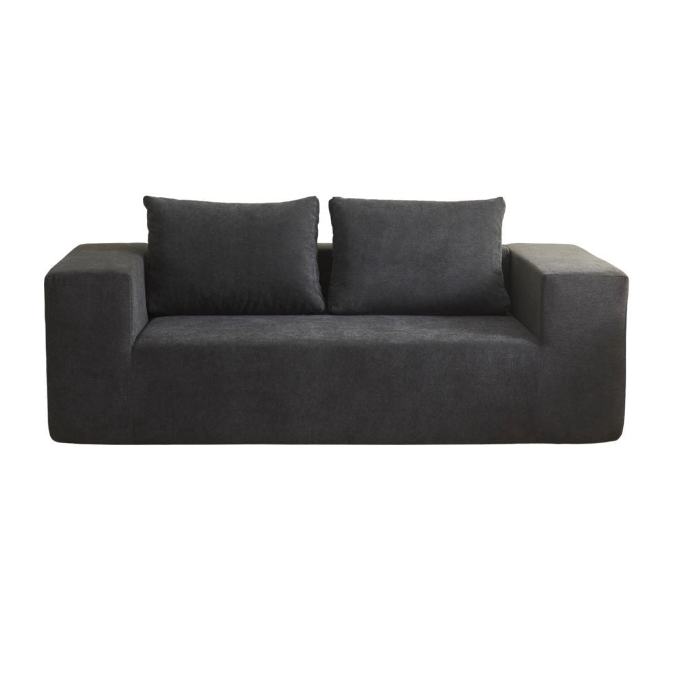 Divano sottovuoto 3 posti Kelly in tessuto grigio scuro con imbottitura in schiuma 200x100x76H