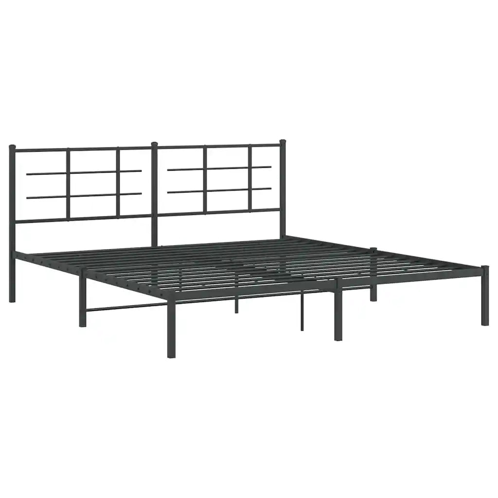 Giroletto con Testiera-Struttura Letto con testiera in Metallo Nero 183x213 cm 155704
