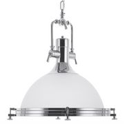 Lampada a Sospensione in Vetro Bianco Argento Illuminazione Industrial