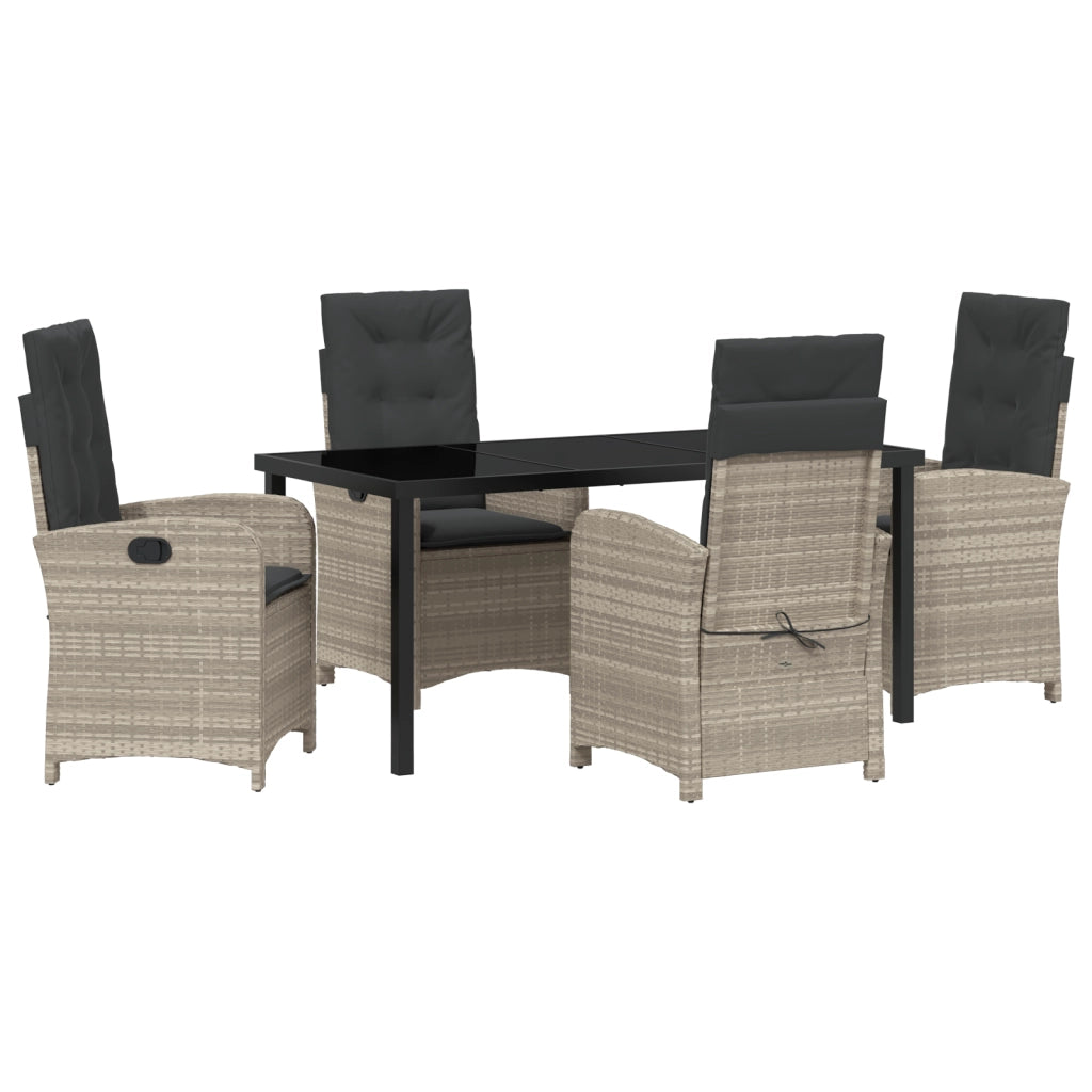 Set di Mobili da Giardino 5 Pezzi con Cuscini Grigio Chiaro Polyrattan