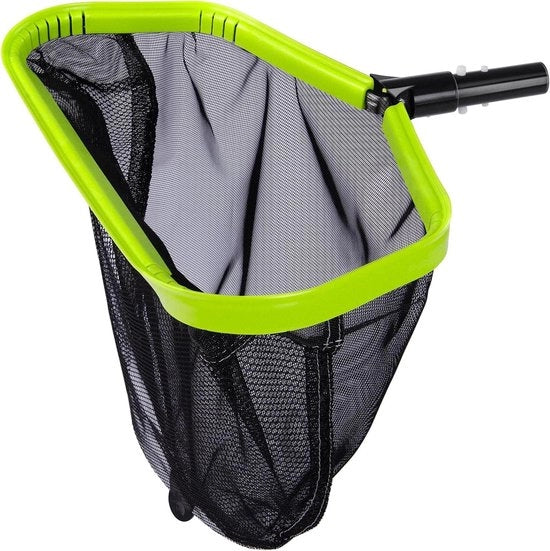 Skimmer Plus - Skimmernet di alta qualità per piscine, rete profonda in alluminio inox, rimuove alghe e sporco, adatto per stanghe di piscina 32 mm, verde.