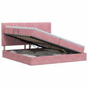 Letto con contenitore e materasso Rosa 200 x 200 cm Velluto 3459656