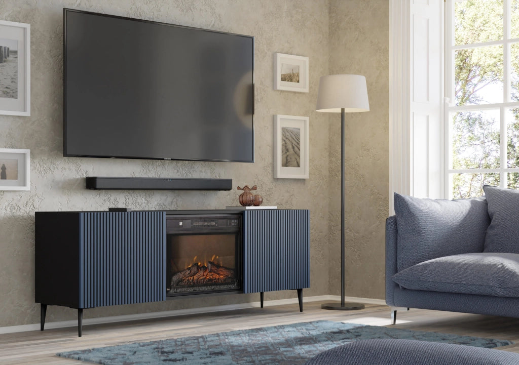 MOBILE TV RAVENNA FPB RTV 2D 170 C CAMINO NERO OPACO BLU NAVY