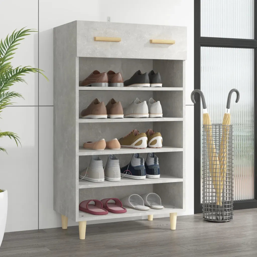 Scarpiera-Scaffale per scarpe Grigio Cemento 60x35x105 cm in Legno Multistrato 680517