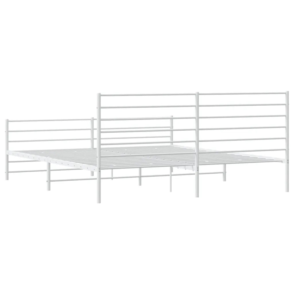 Letto matrimoniale | Letto per adulti | Giroletto con Testiera e Pediera Metallo Bianco 200x200 cm