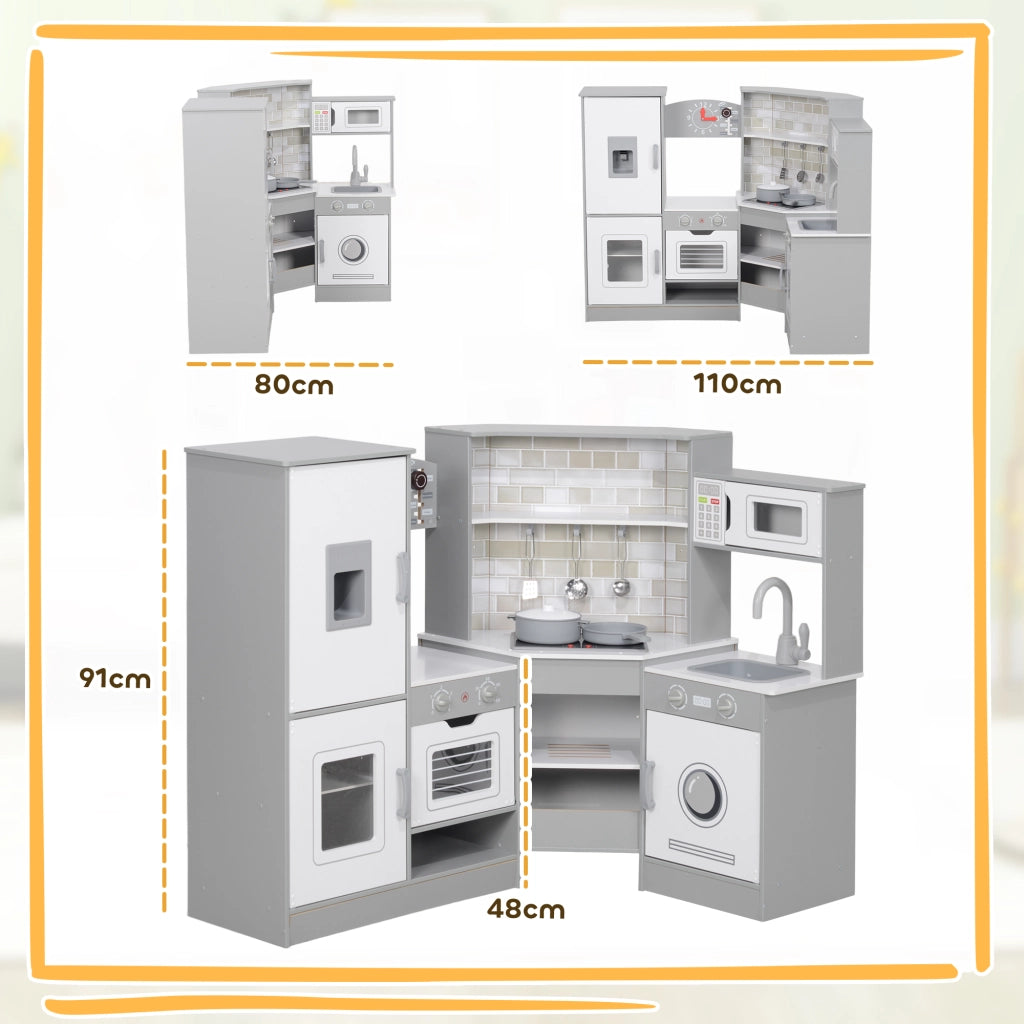 Cucina Giocattolo per Bambini con Suoni Lavello Forno Microonde Lavatrice ¨C Xylo ¨C Grigio