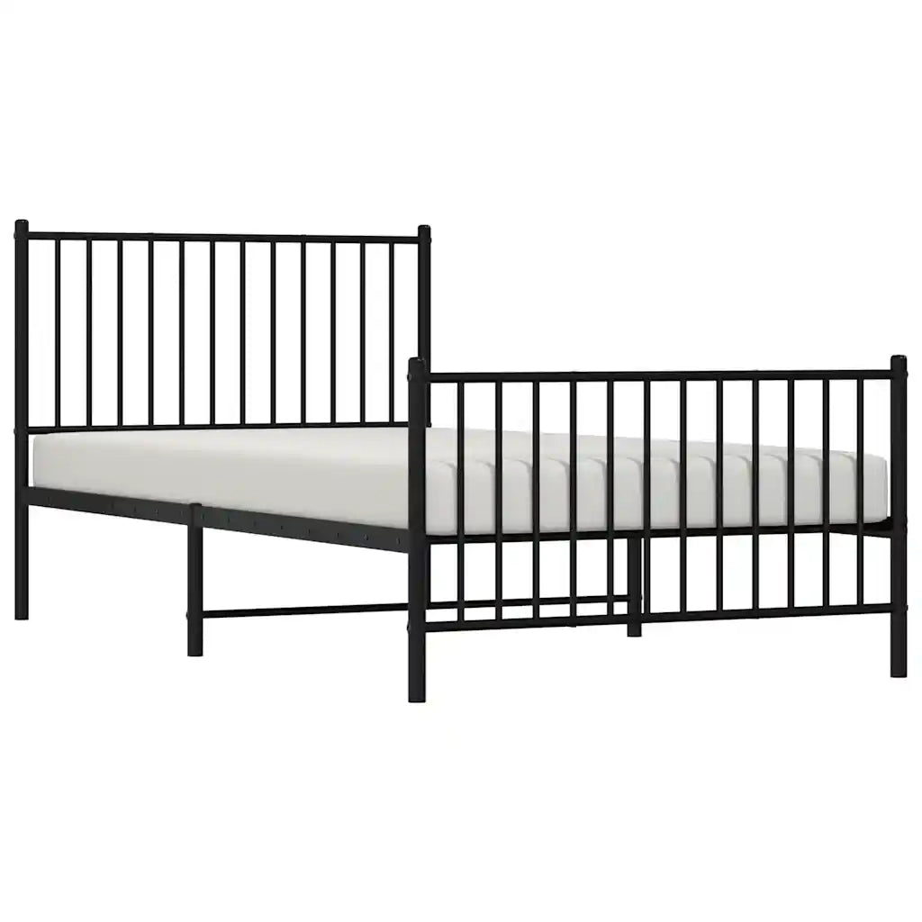 Giroletto con Testiera e Pediera Metallo Nero 100x200 cm 350877