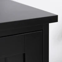 Credenza Buffet da Cucina Contemporanea con 2 Armadi e 3 Ripiani, in MDF e Pannelli di Particelle, Nero