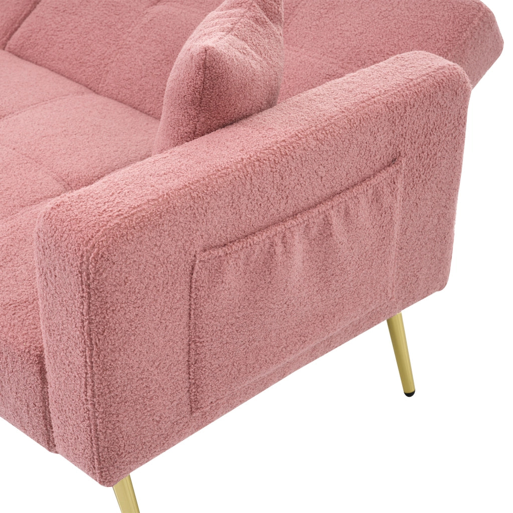 DIVANO LETTO regolabile 175x64x72 cm Rosa con tasche laterali