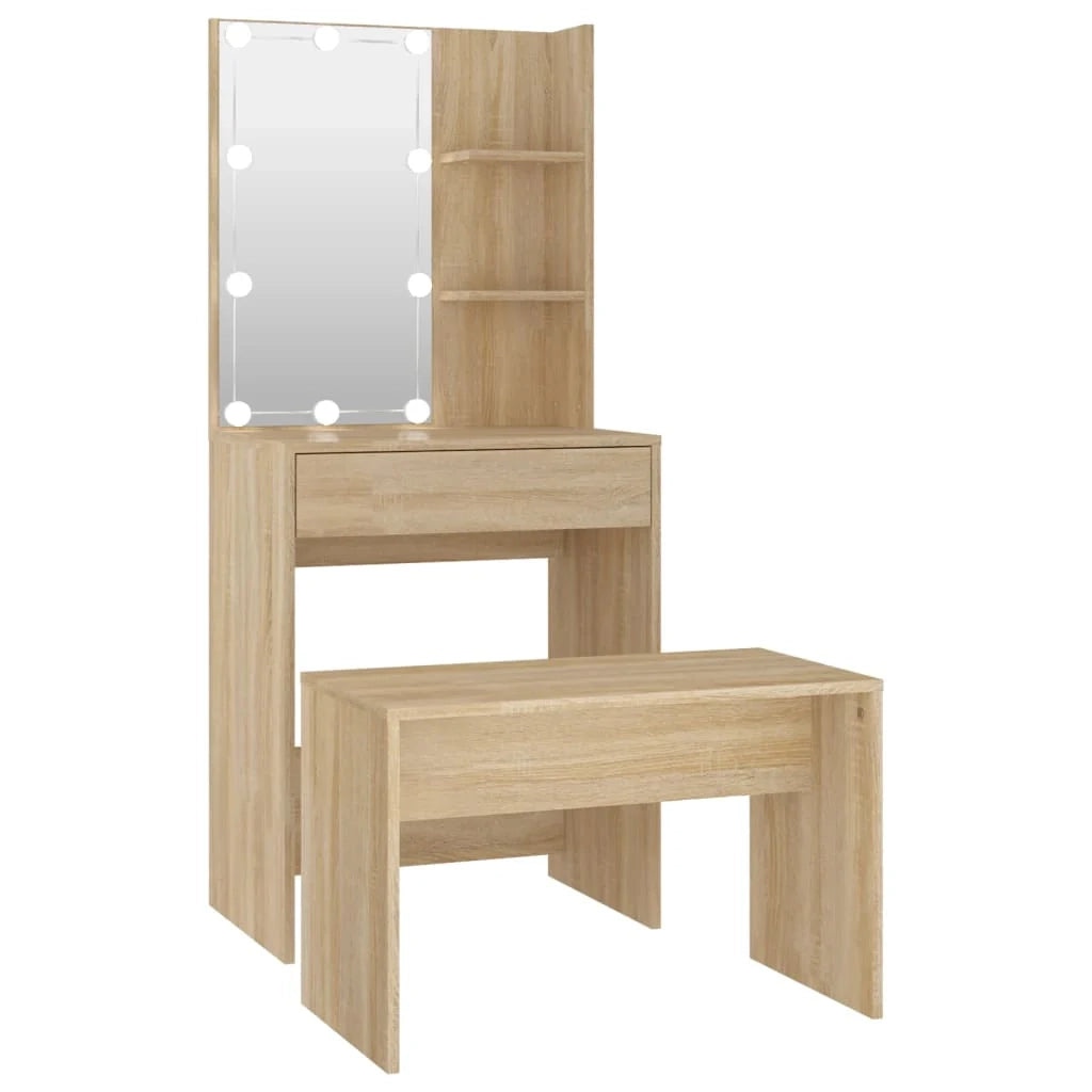 Set tavolo da trucco con LED in MDF rovere Sonoma 02_0006242