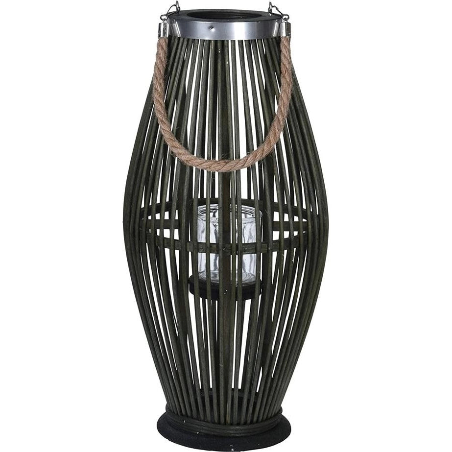 LANTERNA IN BAMBOO VERDE 24X24XH48CM OVALE CON COR
