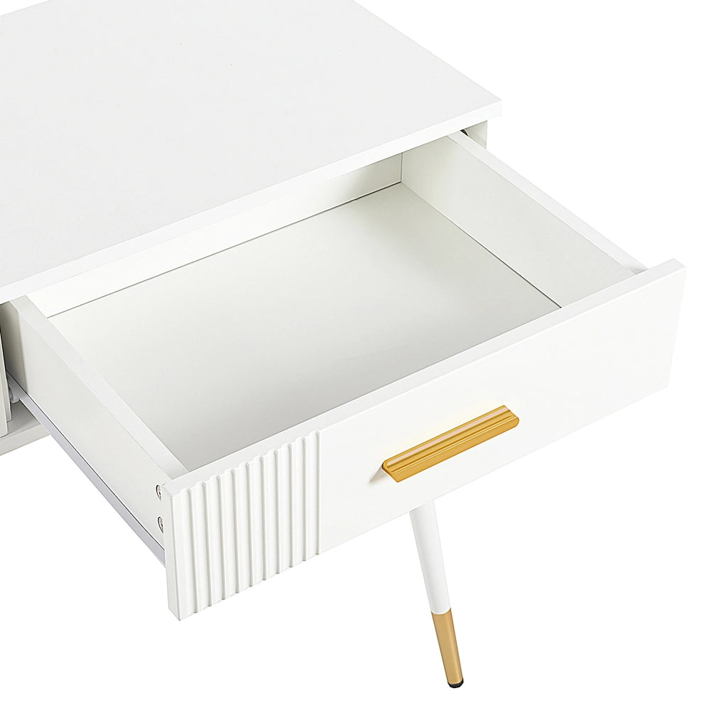 Tavolo da trucco con 2 cassetti; 100x40x76 cm; bianco