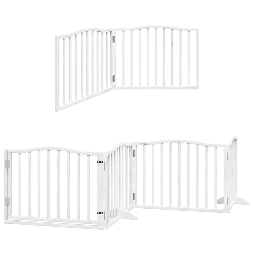Cancello Cani Porta Pieghevole Bianco 12 Pannelli 960 cm Pioppo 3155620
