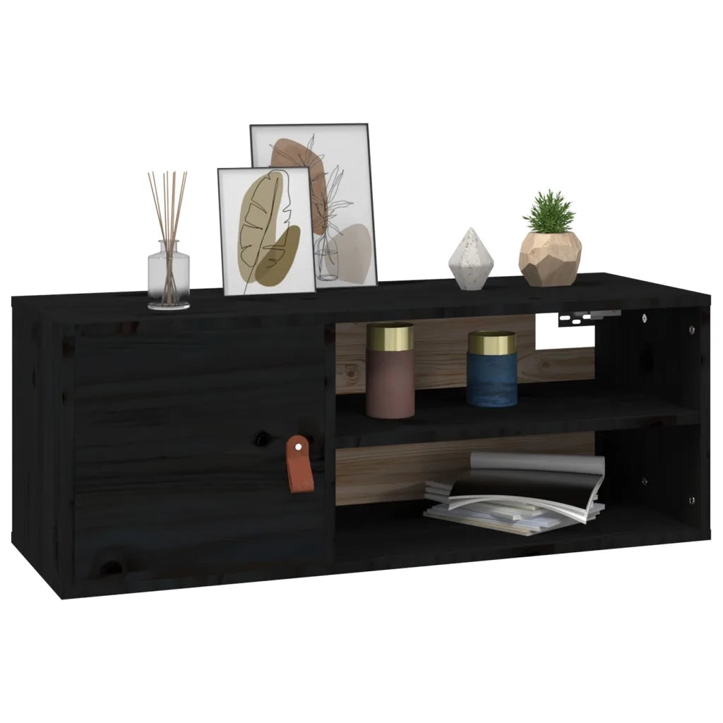Pensili 2 pz Neri 80x30x30 cm in Legno Massello di Pino cod mxl 32737