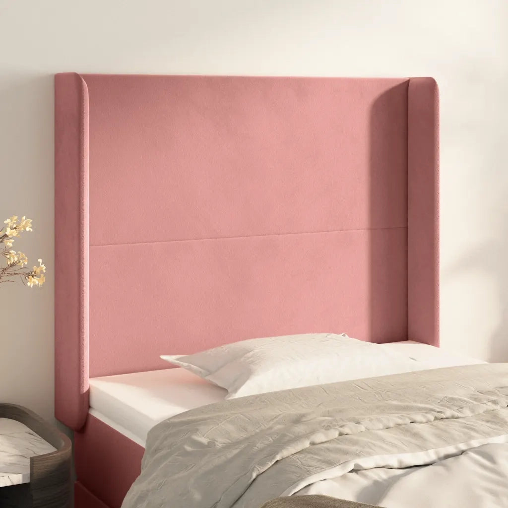 Testiera | Testata ad Orecchio Nera 83x16x118/128 cm in Velluto