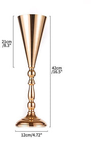 Vaso in metallo per tavolo, vaso nuziale, decorazione per tavolo, centerpiece, per cerimonie di anniversario, feste, compleanni, eventi, decorazione di casa, oro, 12*42cm