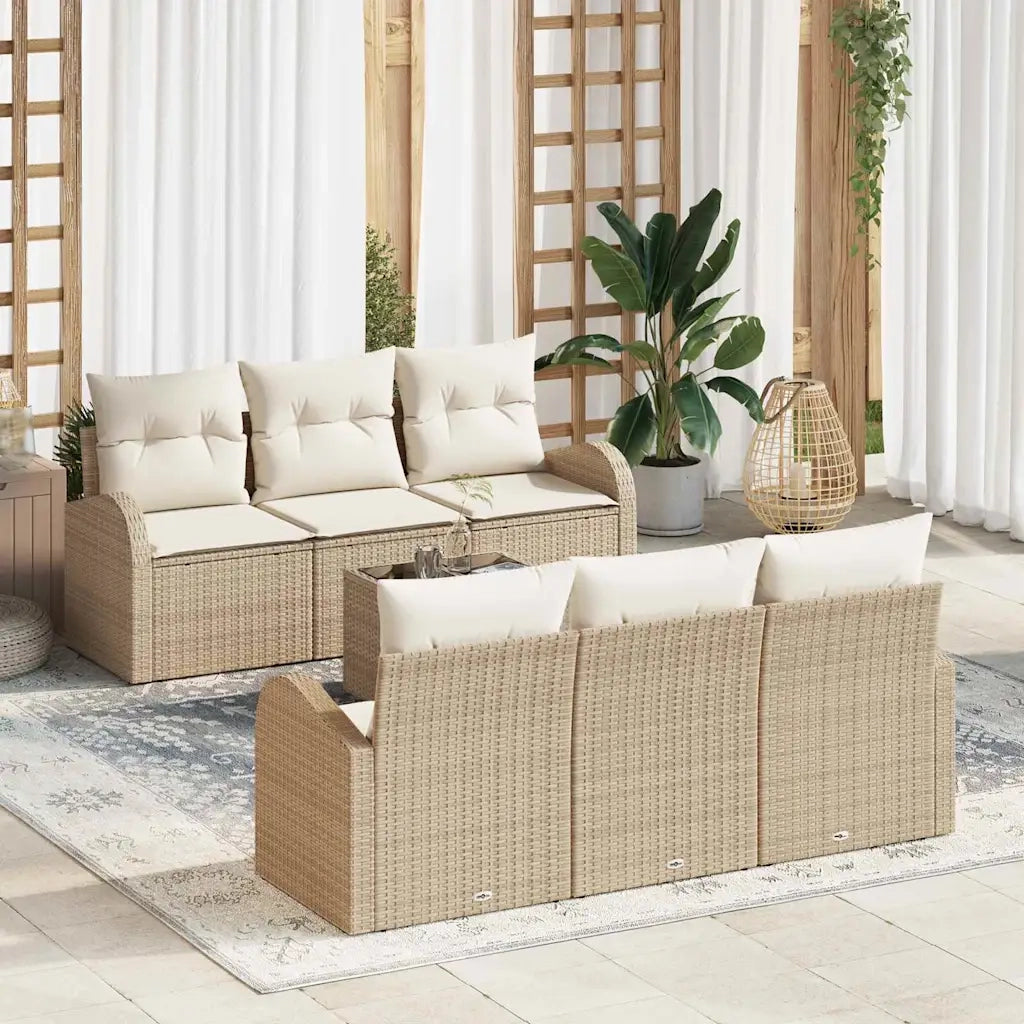 Set Divano da Giardino Beige 55 x 55 x 37 cm polyrattan