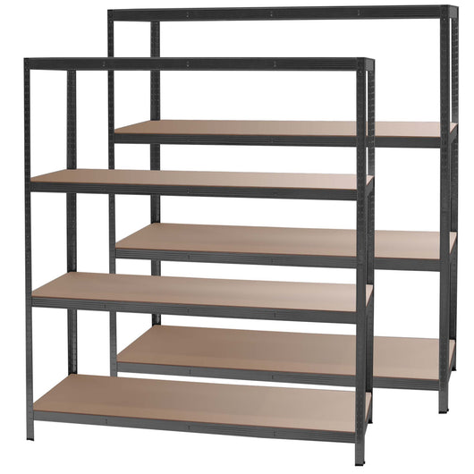 Set 2x Scaffali a incastro per carichi pesanti Nero 160x60x180cm 4 ripiani 175kg/piano