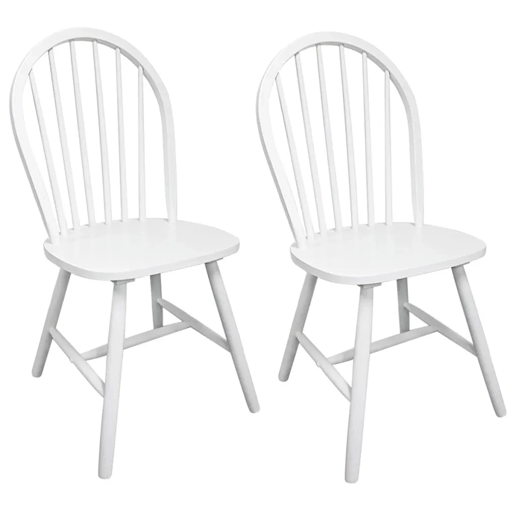 Sedie da Pranzo 2 pz Bianche in Legno Massello di Hevea cod mxl 6027