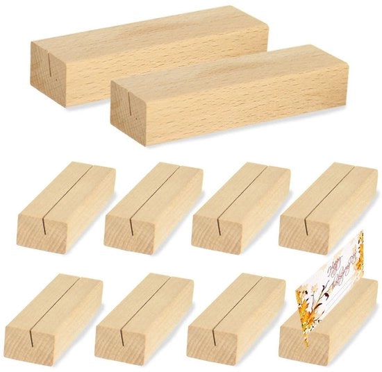 10 pezzi di supporti per cartelloni in legno naturale, supporti per foto con etichetta, alta qualità stand per tavolo, adatto per ristoranti, matrimoni, feste, ecc.