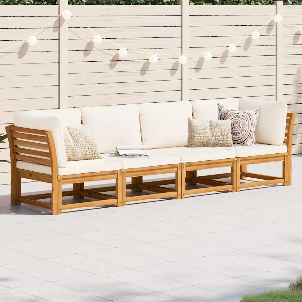 Set Salotto da Giardino 4pz con Cuscini Legno Massello Acacia