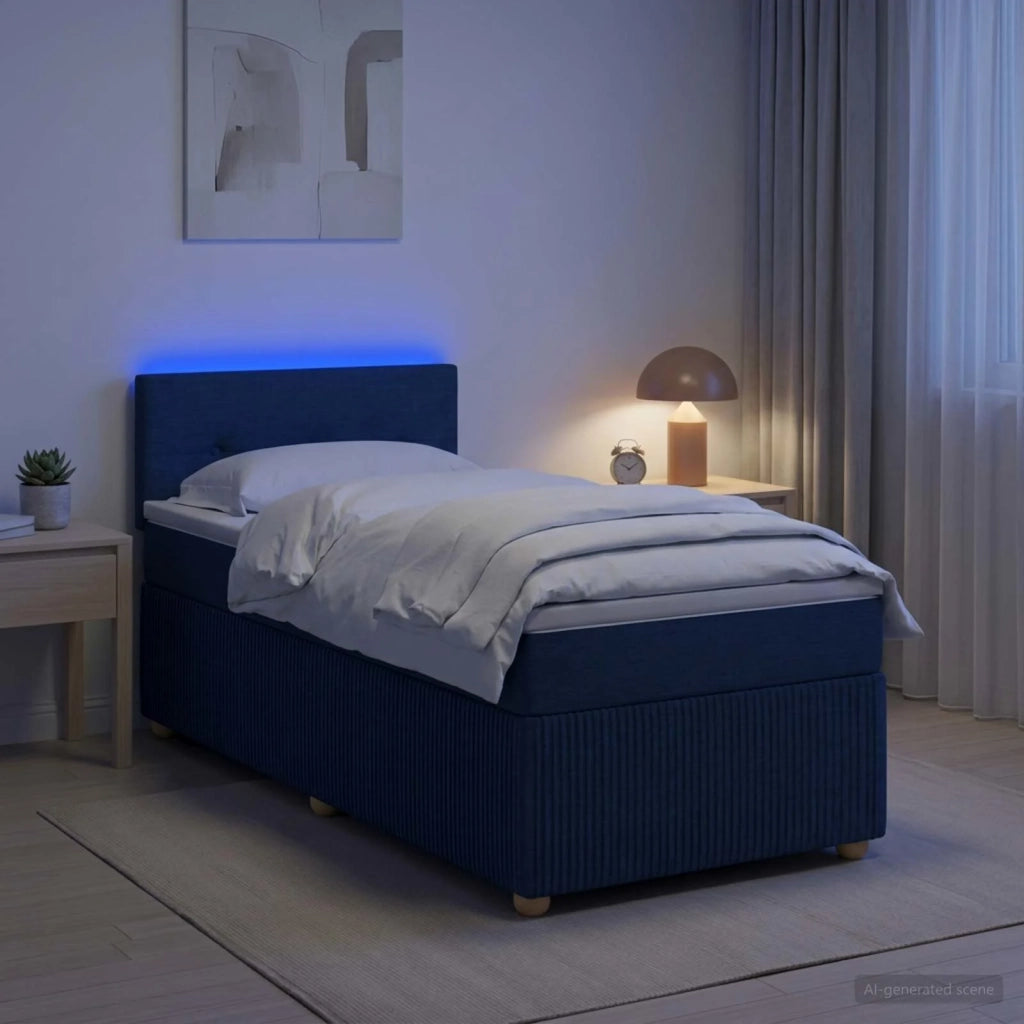 Letto box spring con materasso Blu 90 x 200 cm Tessuto 3452847