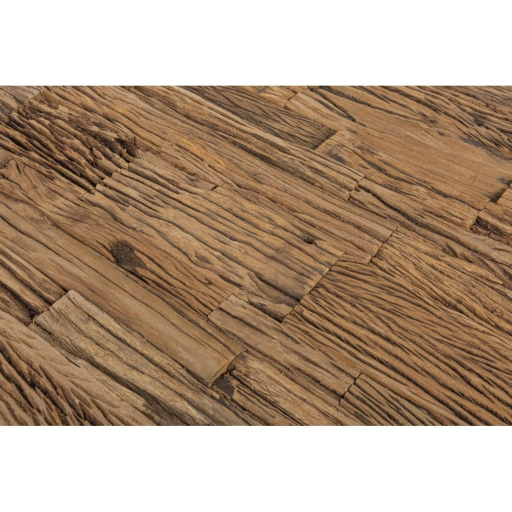 Tavolo da pranzo RAFTA 180 cm - Piano in legno massiccio di teak - Gambe a X in metallo nero