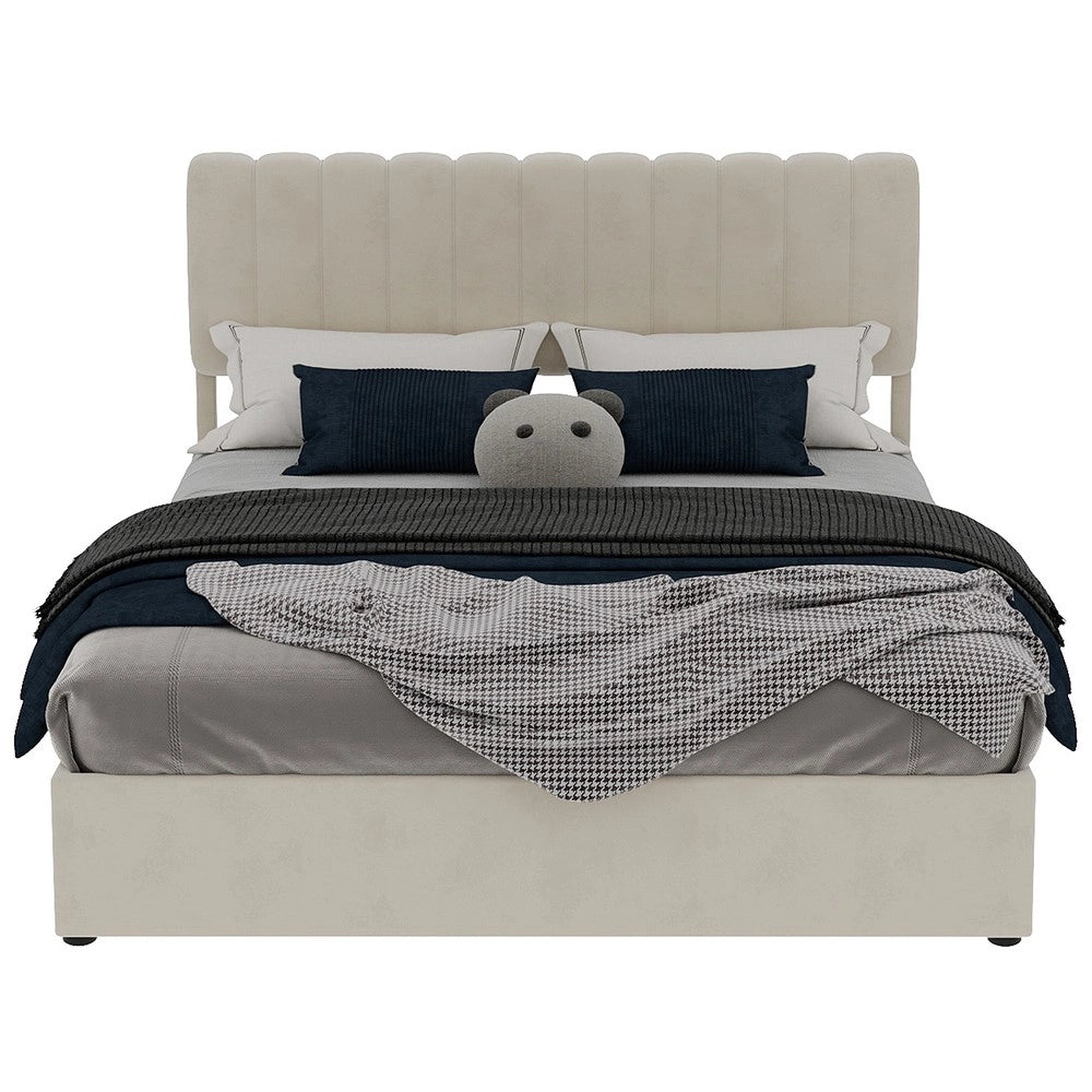 Letto Contenitore Imbottito 160x200 ¨C Xylo ¨C Beige, Testiera, Idraulico