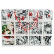 Trade Shop - Busta Da Regalo Stampa Finestra Con Paesaggio Innevato Manici Rossi 45,5x33x12cm -