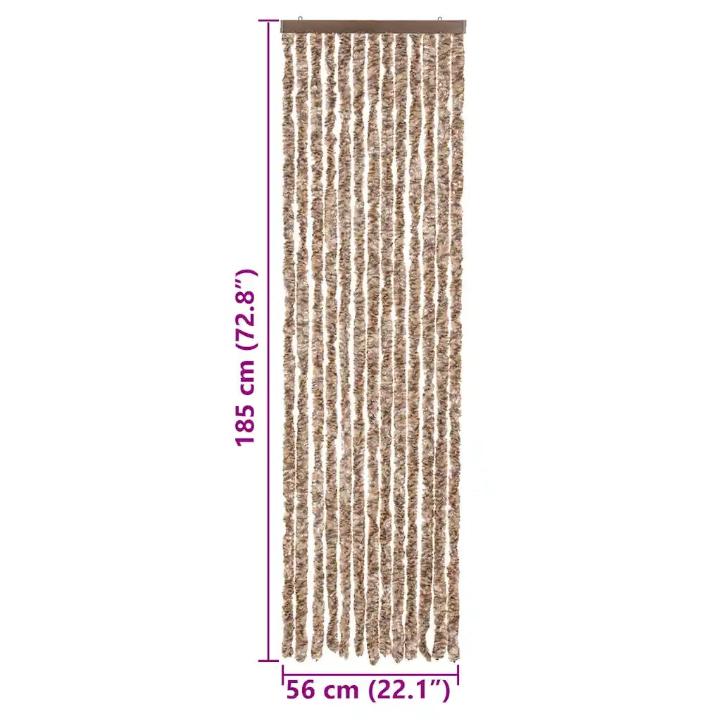 Tenda Antimosche Beige e Marrone Scuro 56x185 cm in Ciniglia CFW8423022