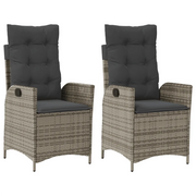 Sedie da Giardino Reclinabili 2 pz | Sedie da Esterno e Cuscini Grigio Polyrattan