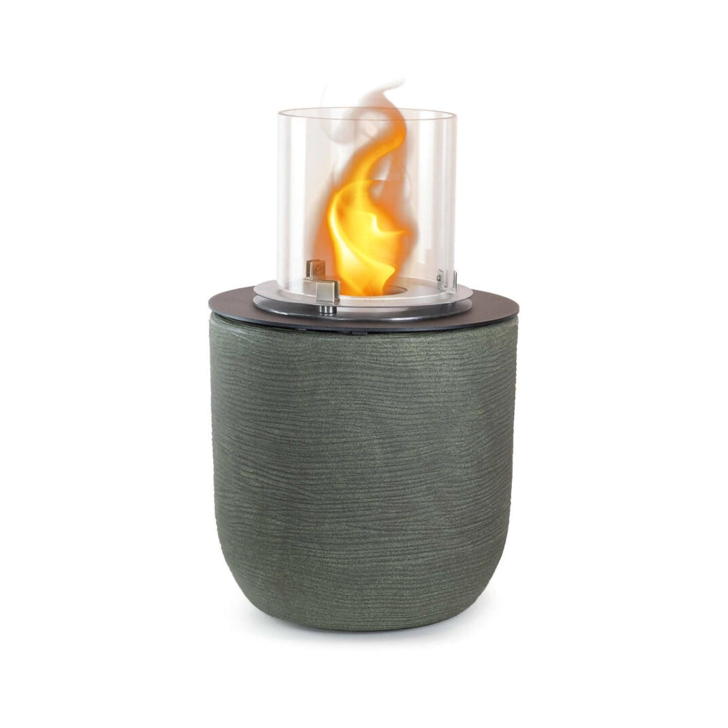 Camino a bioetanolo Agazzano, Caminetto ecologico, Focolare senza fumo, Riscaldatore ad etanolo, Made in Italy, 35x35 h55 cm, Verde