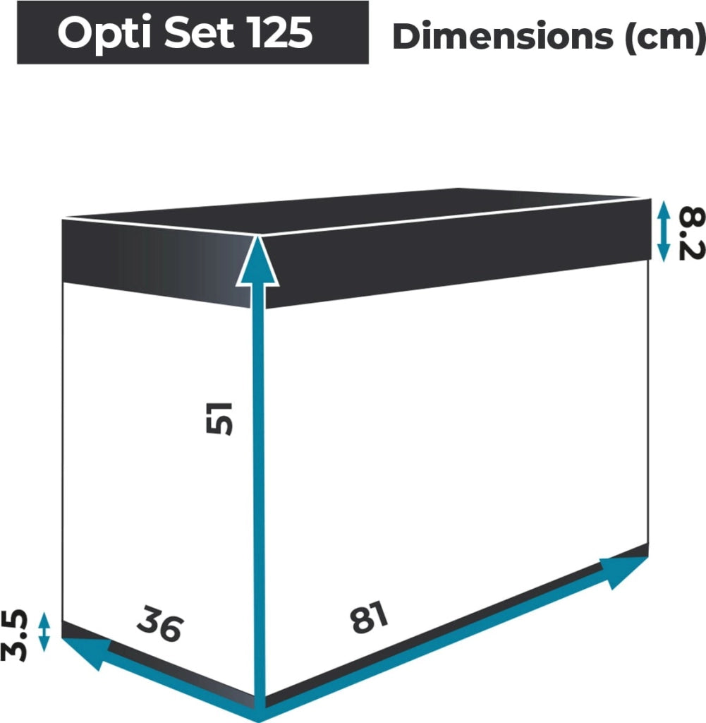 Aquael OptiSet 125 cm81x36x51h senza supporto - acquario in extrachiaro con illuminazione LED Colore: Nero