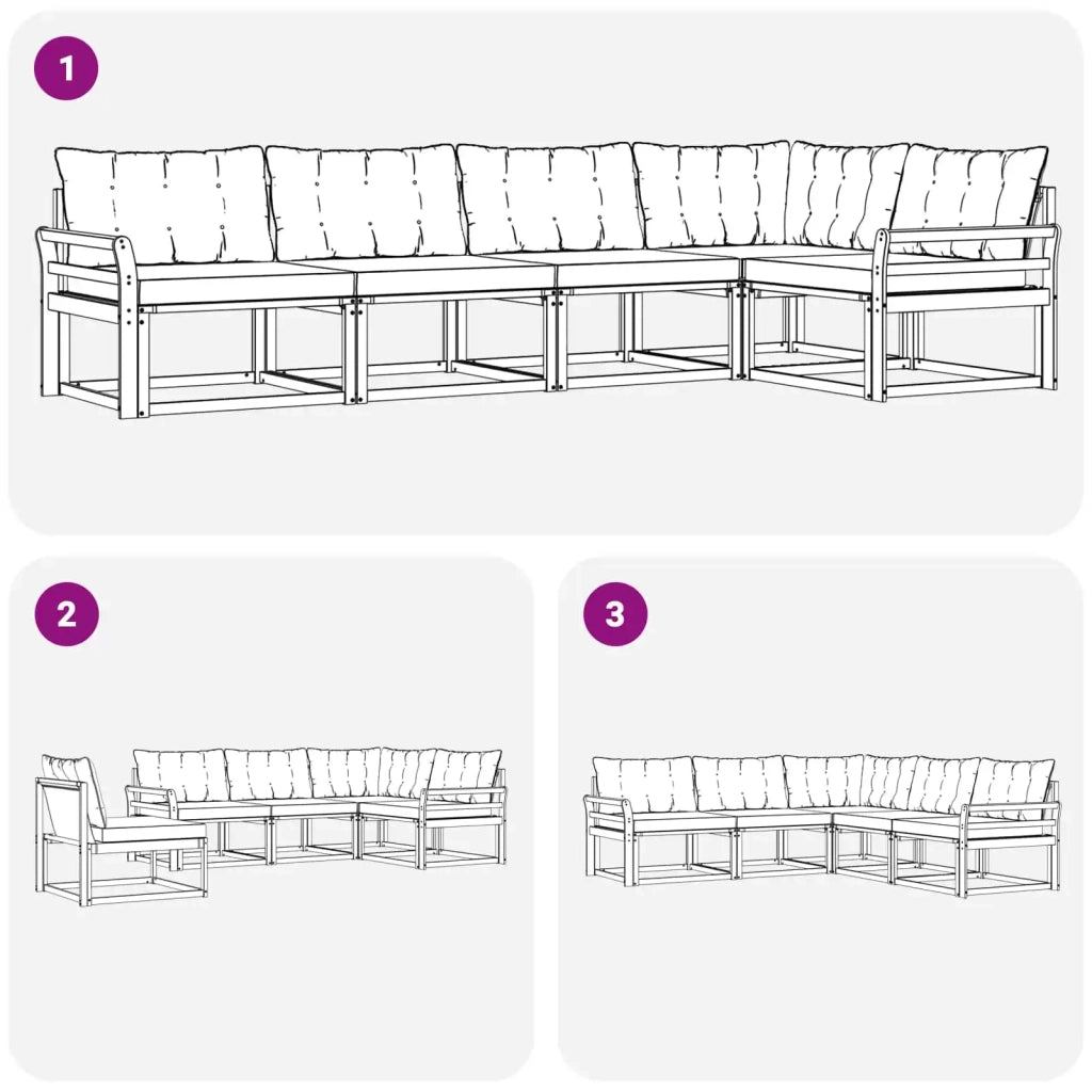 Set di divani da esterno 5 pz Bianco e Nero 3388686
