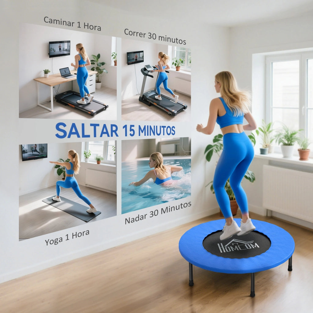 Trampolino Fitness Elastico 81 cm ¨C Zephmum ¨C Acciaio 28 Molle Nero Blu 81x81x22,5 cm