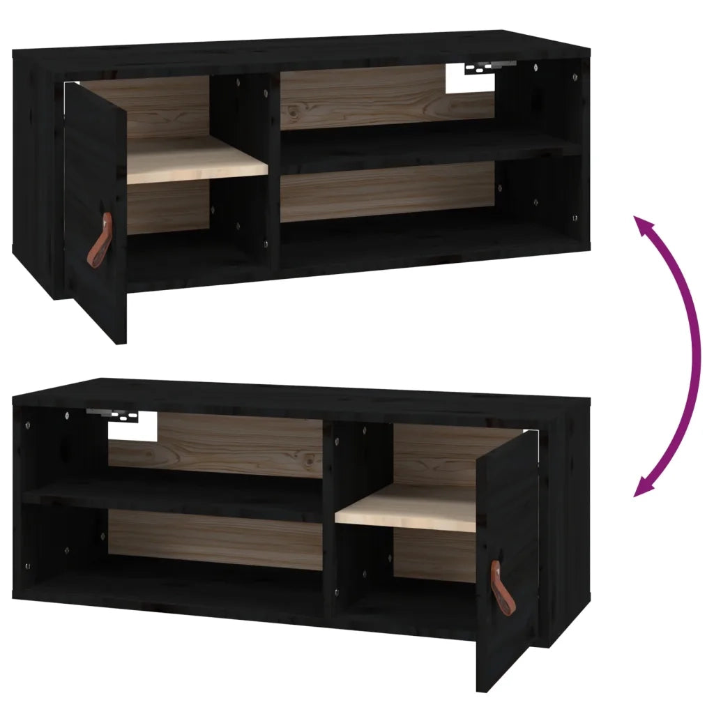 Pensile Nero 80x30x30 cm in Legno Massello di Pino CFW5386613
