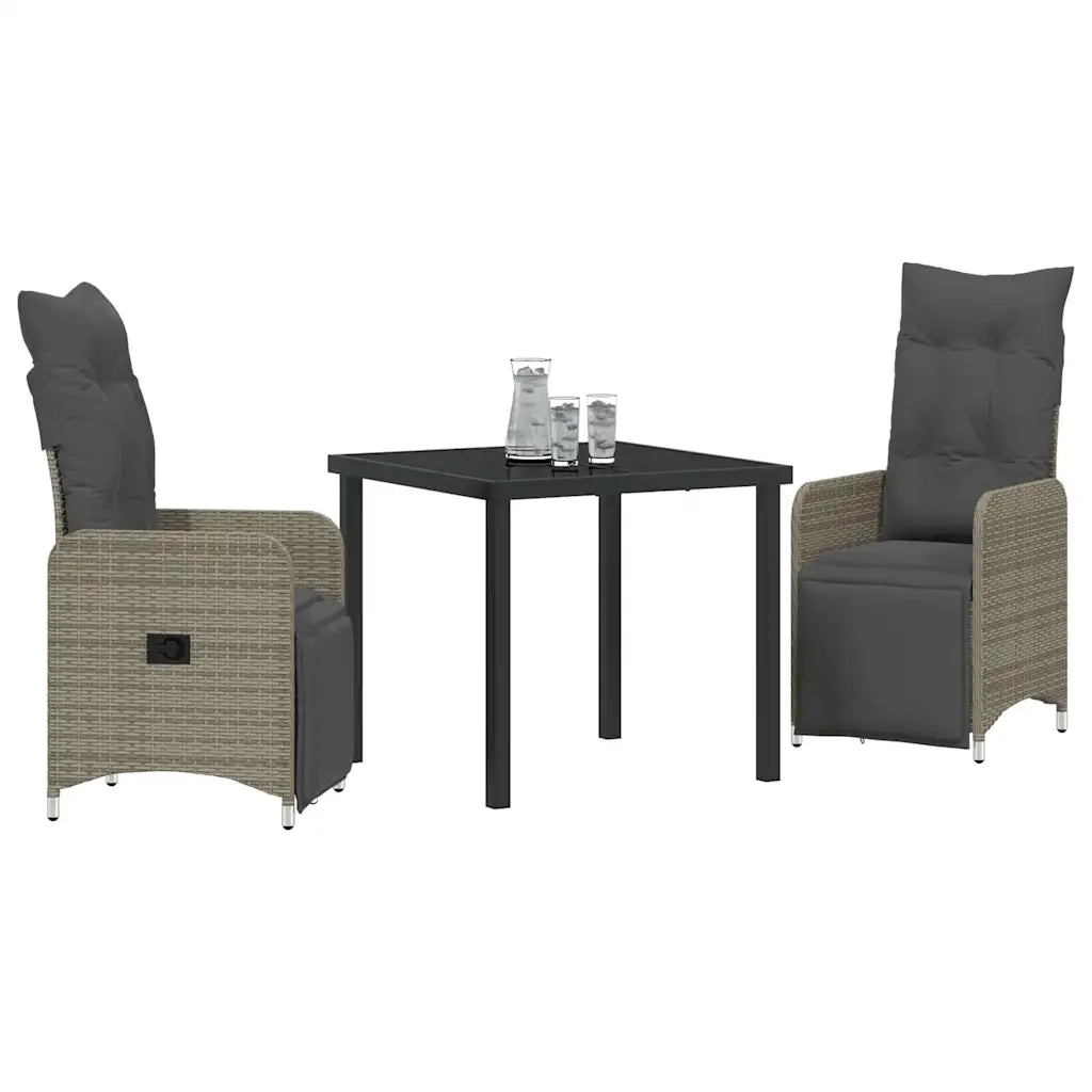 Set da Pranzo per Giardino con cuscino 3 pcs Grigio polyrattan 3379674