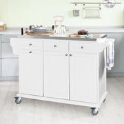 Cucina mobile - Cassetto - Armadio cucina - Acciaio inossidabile - 3 ante - Bianco - MDF - 107 x 95 x 48,5 cm