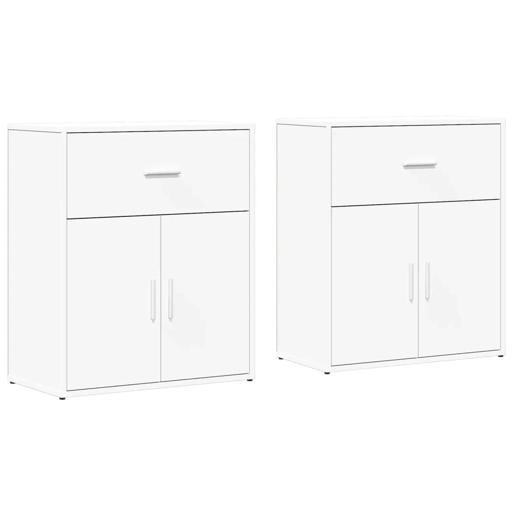 Credenze 2 pz Bianche 60x31x70 cm in Legno Multistrato