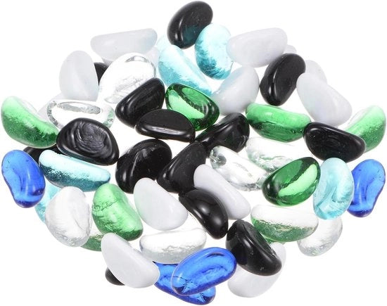 Decorazioni per acquario in vetro - Fiammelle e sassolini decorativi - 17 mm-30 mm - 500 g - Multicolore