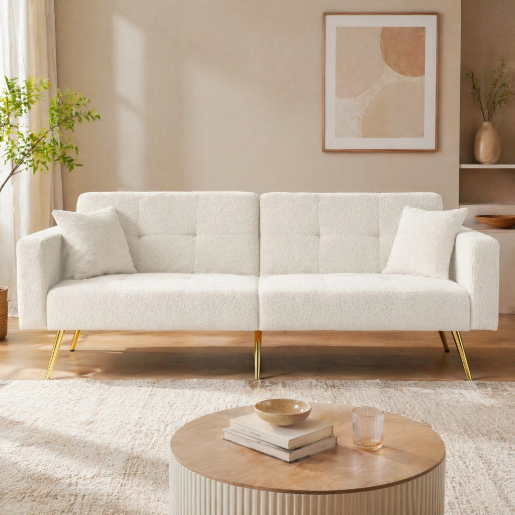 DIVANO LETTO Reclinabile 175x64x72 cm Sherpa Bianco