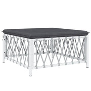 Poggiapiedi da Giardino con Cuscino Bianco Tessuto Intrecciato CFW4020392