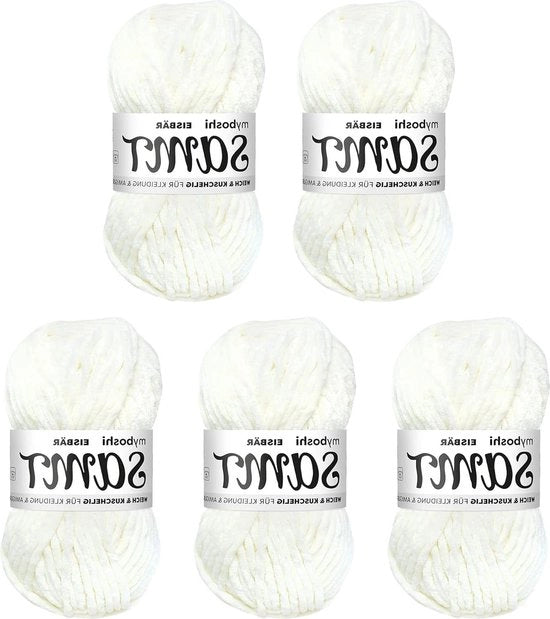 Set di cardini e fili di cotone - cardini a pelo morbido - confezione da 5 pezzi - 891 IJsbeer - Bianco