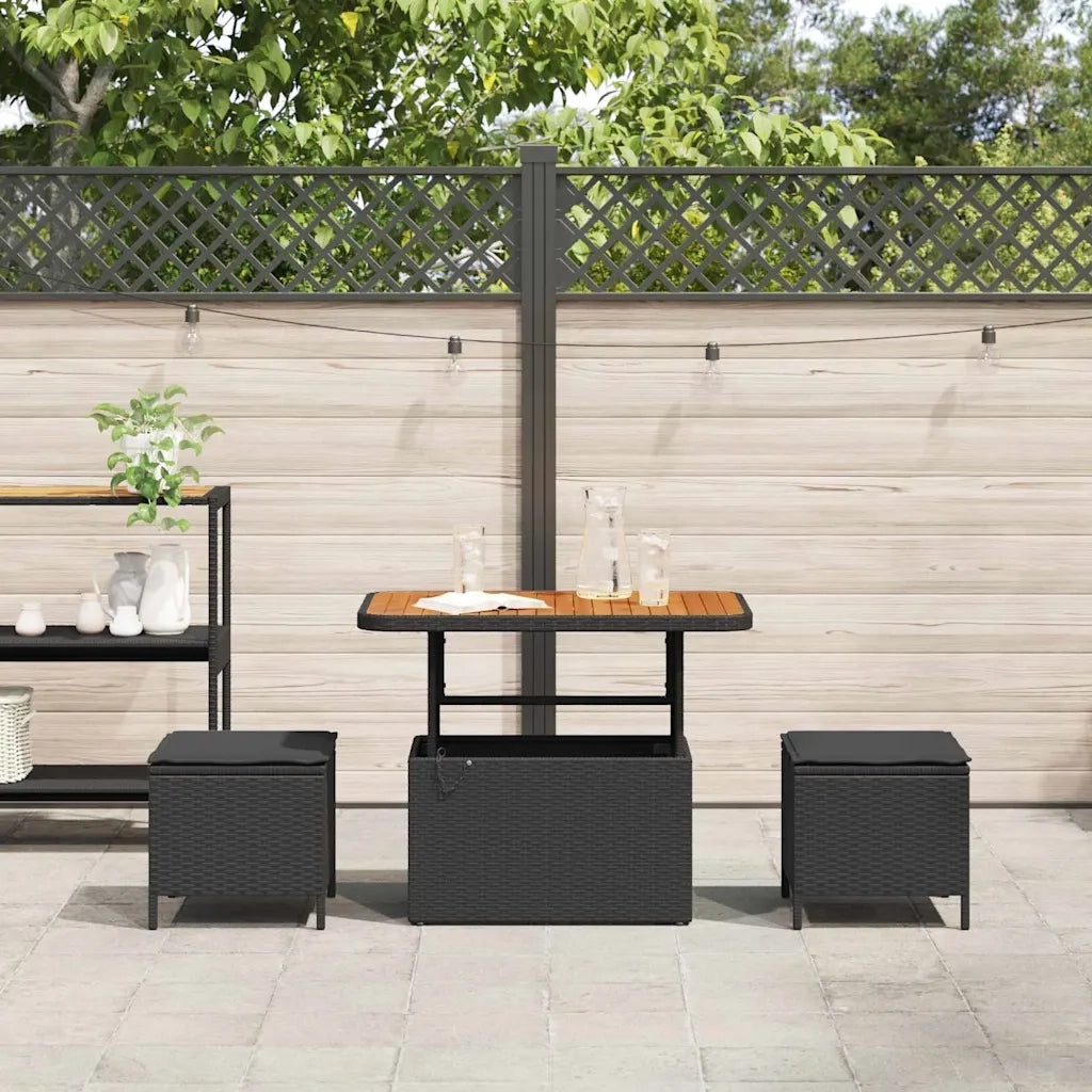Set da Pranzo per Giardino | Set Salotto da Giardino Nero polyrattan