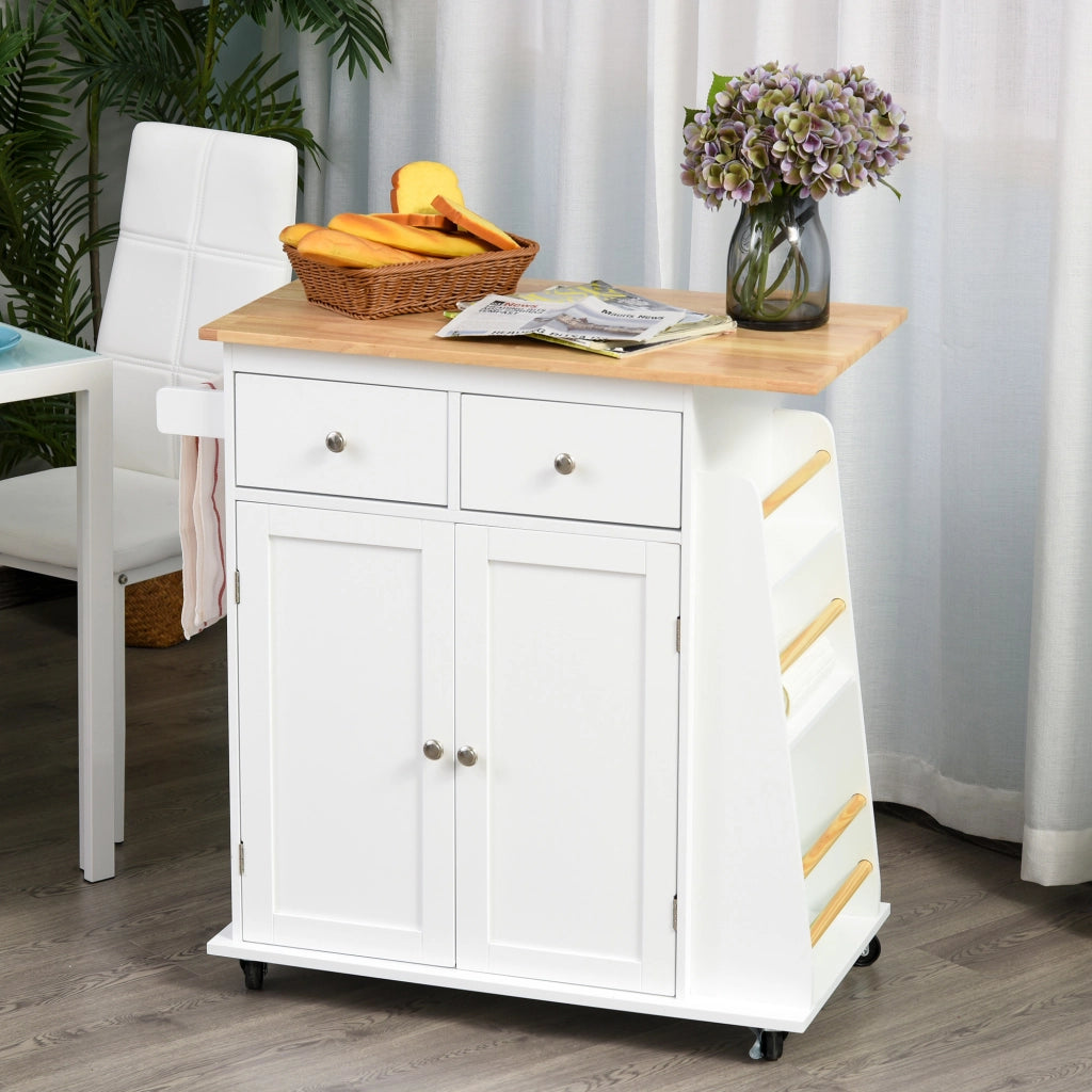 Tavolo da cucina con ripiani e cassetti ¨C zephmum ¨C MDF bianco 120x60x90