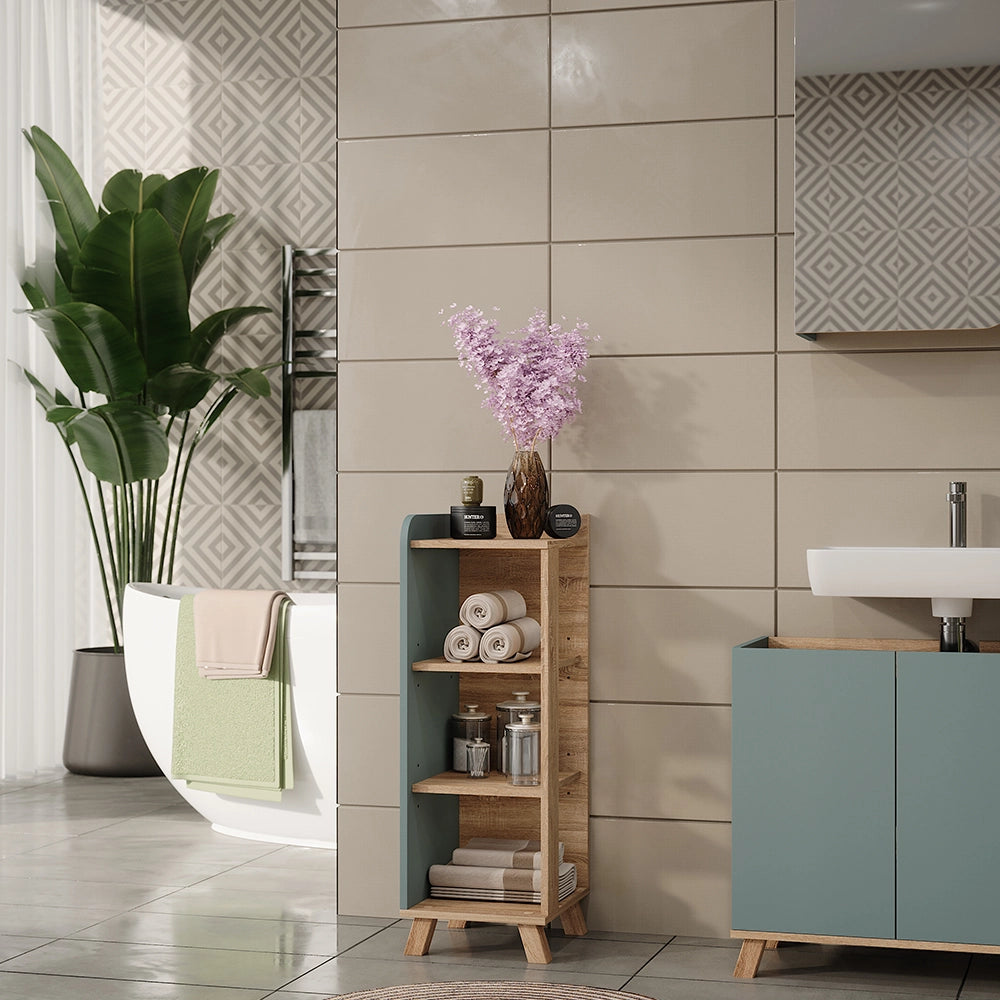 Vicco Mobiletto midi Sonoma/blu 30 x 90 cm con 4 ripiani