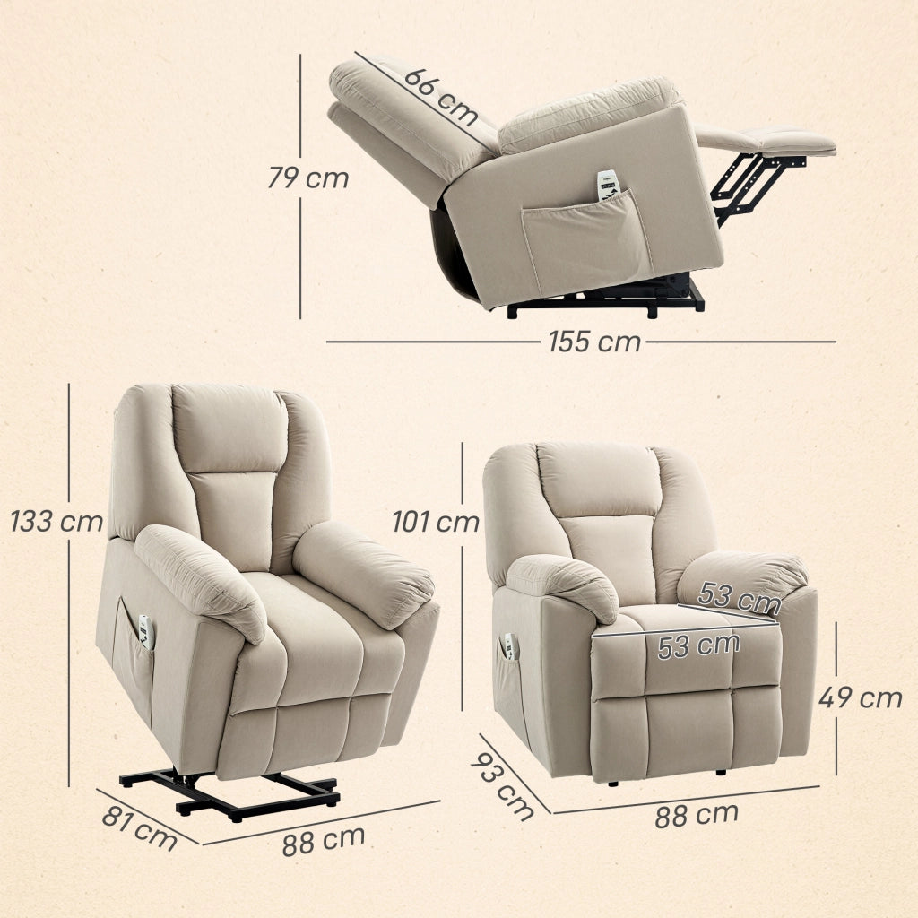 Poltrona Massaggiante Elettrica Reclinabile con Riscaldamento e USB ¨C Zephmum ¨C Beige